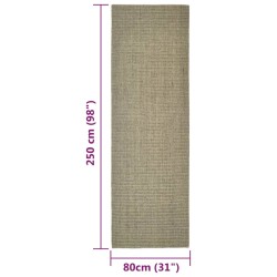 vidaXL Tappeto in Sisal Naturale 80x250 cm Tortora