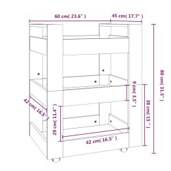 vidaXL Carrello da Cucina Grigio Sonoma 60x45x80 cm Legno ingegnerizzato