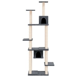 vidaXL Albero per Gatti con Tiragraffi in Sisal Grigio Scuro 176 cm