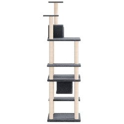 vidaXL Albero per Gatti con Tiragraffi in Sisal Grigio Scuro 176 cm