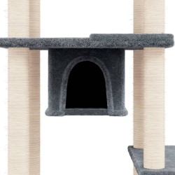 vidaXL Albero per Gatti con Tiragraffi in Sisal Grigio Scuro 176 cm