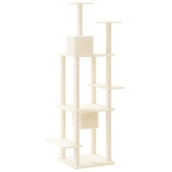 vidaXL Albero per Gatti con Tiragraffi in Sisal Crema 176 cm