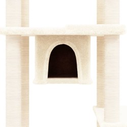 vidaXL Albero per Gatti con Tiragraffi in Sisal Crema 176 cm