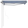   Tenda da Sole Retrattile Automatica con Pali 3x2,5m Blu Bianca