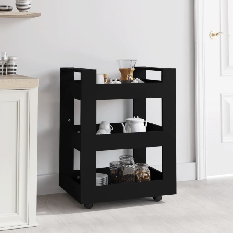 vidaXL Carrello da Cucina Nero 60x45x80 cm in Legno ingegnerizzato