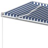   Tenda da Sole Retrattile Automatica con Pali 3x2,5m Blu Bianca