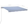   Tenda da Sole Retrattile Automatica con Pali 3x2,5m Blu Bianca