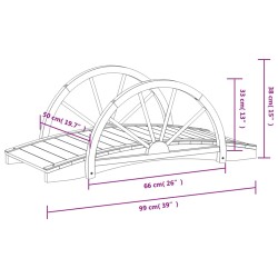 Ponte Giardino con Mezza Ruota 99x50x38 cm Legno Massello Abete