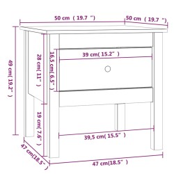 vidaXL Tavolino Miele 50x50x49 cm Legno Massello di Pino