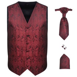 Set Gilet da Nozze da Uomo Paisley Elegante Taglia 54 Borgogna