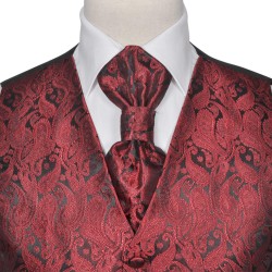 Set Gilet da Nozze da Uomo Paisley Elegante Taglia 54 Borgogna