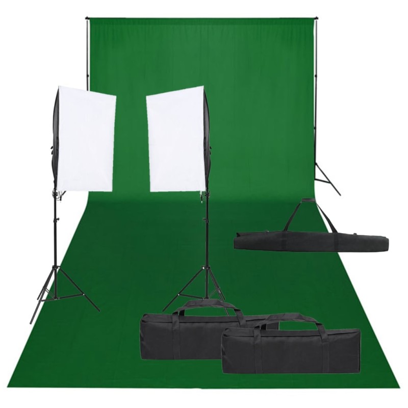 vidaXL Kit per Studio Fotografico con Set di Luci e Fondale