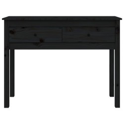 vidaXL Tavolo Consolle Nero 100x35x75 cm in Legno Massello di Pino