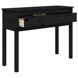 vidaXL Tavolo Consolle Nero 100x35x75 cm in Legno Massello di Pino