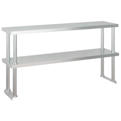 vidaXL Tavolo Lavoro Cucina con Ripiano 120x60x145 cm Acciaio Inox