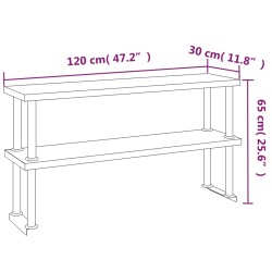 vidaXL Tavolo Lavoro Cucina con Ripiano 120x60x145 cm Acciaio Inox