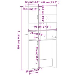 Set Mobili per Lavatrice Grigio Cemento in Truciolato