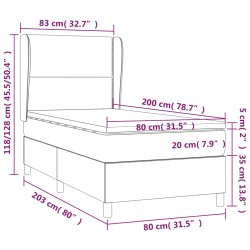 Giroletto a Molle con Materasso Grigio Scuro 80x200 cm Tessuto