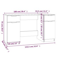 vidaXL Scrivania con Mobile Laterale Grigio Cemento Legno ingegnerizzato