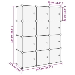 vidaXL Organizzatore Portaoggetti con 12 Cubi e Ante Trasparenti in PP