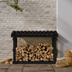 vidaXL Portalegna Nero 108x64,5x77 cm in Legno Massello di Pino