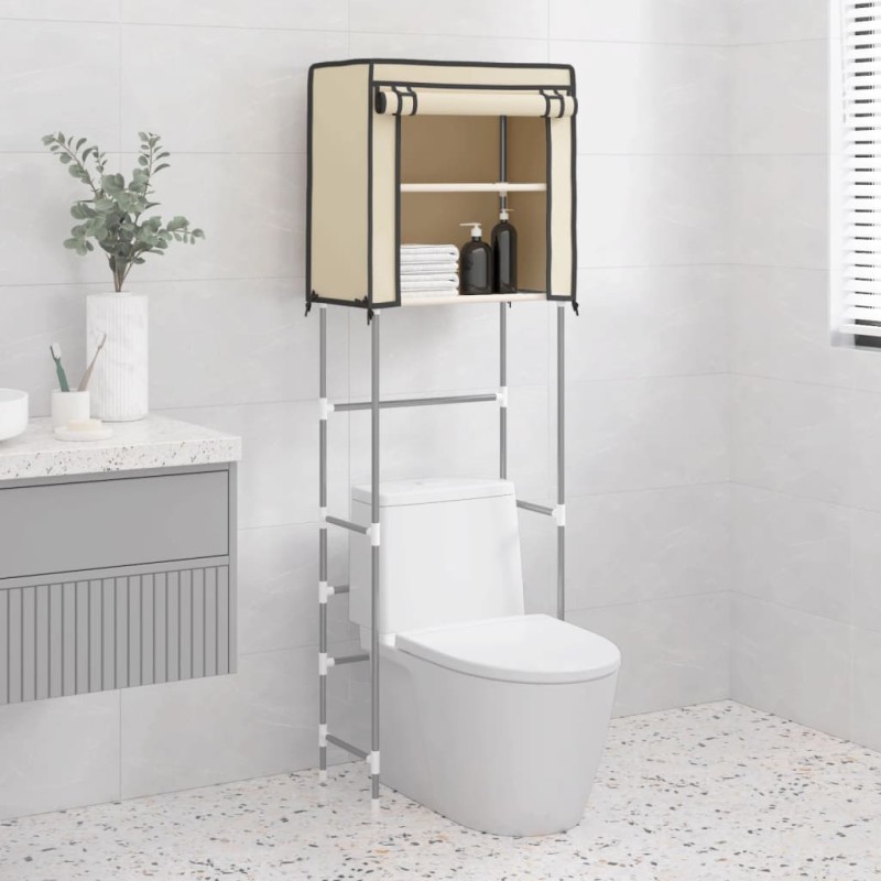 vidaXL Rastrelliera per Bagno a 2 Livelli Crema 56x30x170 cm Ferro