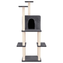 vidaXL Albero per Gatti con Tiragraffi in Sisal Grigio Scuro 144,5 cm