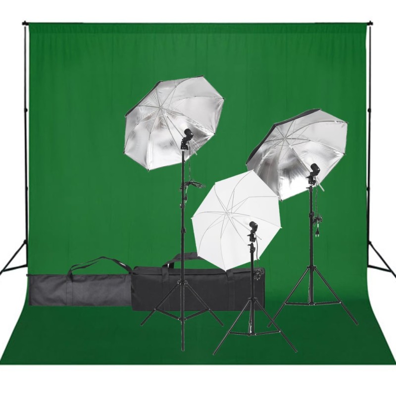 vidaXL Kit per Studio Fotografico con Set di Luci e Fondale