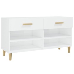 vidaXL Scarpiera Bianco Lucido 102x35x55 cm in Legno ingegnerizzato