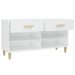 vidaXL Scarpiera Bianco Lucido 102x35x55 cm in Legno ingegnerizzato