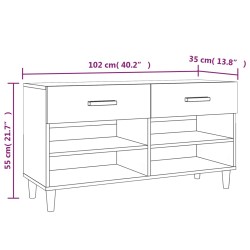 vidaXL Scarpiera Bianco Lucido 102x35x55 cm in Legno ingegnerizzato