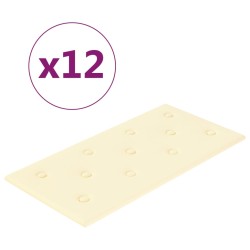 Pannelli Murali 12 pz Crema 60x30 cm Similpelle 2,16 m²