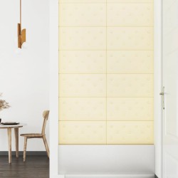 Pannelli Murali 12 pz Crema 60x30 cm Similpelle 2,16 m²