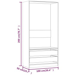 Armadio Grigio Sonoma 100x50x200 cm in Legno ingegnerizzato