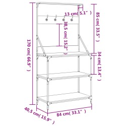 Scaffale Cucina Ganci 4 Ripiani Rovere Fumo Legno ingegnerizzato