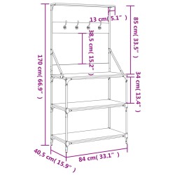 Scaffale Cucina Ganci 4Ripiani Rovere Marrone Legno ingegnerizzato