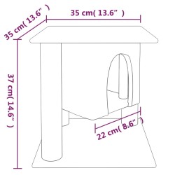 vidaXL Albero per Gatti con Tiragraffi in Sisal Grigio Chiaro 37 cm