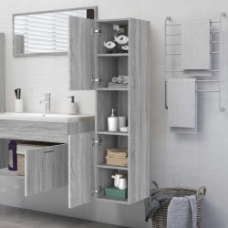 Armadietto Bagno Grigio Sonoma 30x30x130cm in Legno ingegnerizzato