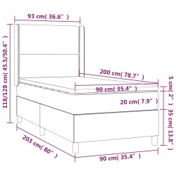 Letto a Molle Materasso e LED Marrone Scuro 90x200cm in Tessuto