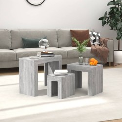 Tavolini Salotto Impilabili 3pz Grigio Sonoma Legno ingegnerizzato