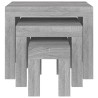 Tavolini Salotto Impilabili 3pz Grigio Sonoma Legno ingegnerizzato