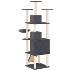 vidaXL Albero per Gatti con Tiragraffi in Sisal Grigio Scuro 175 cm