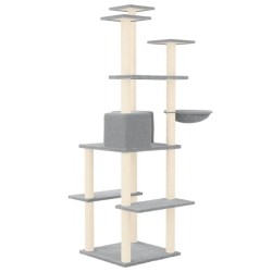 Albero per Gatti con Tiragraffi in Sisal Grigio Chiaro 167 cm