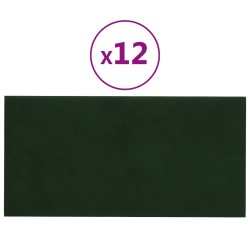 Pannelli Murali 12 pz Verde Scuro 60x30 cm in Velluto 2,16 m²