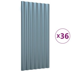 vidaXL Pannelli Tetto 36pz Acciaio Verniciato a Polvere Grigio 80x36cm