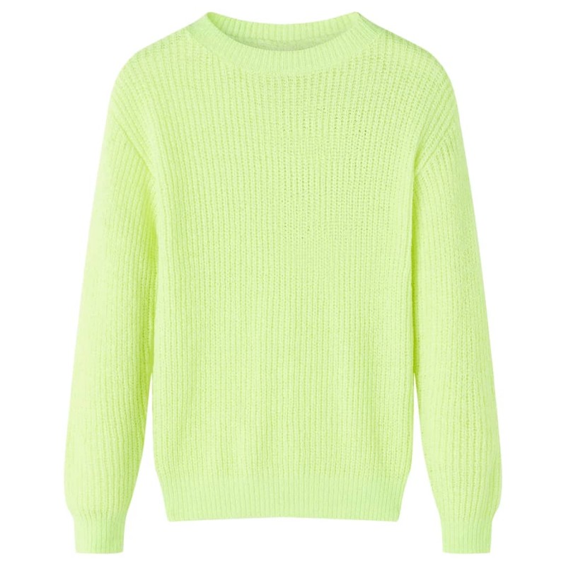 Maglione da Bambina Lavorato a Mano Giallo Neon 128