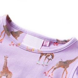 Abito da Bambina Maniche Volant e Coulisse Stampa Giraffe Lilla 116