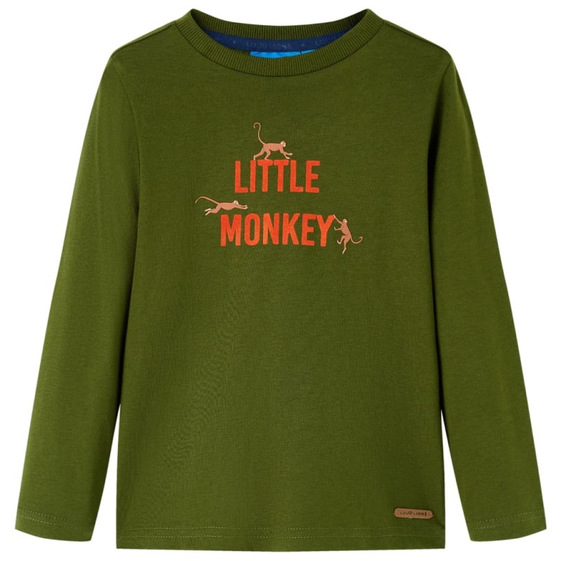 Maglietta per Bambini Maniche Lunghe Little Monkey Cachi Scuro 92