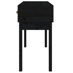 vidaXL Tavolo Consolle Nero 114x40x75 cm in Legno Massello di Pino