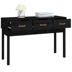 vidaXL Tavolo Consolle Nero 114x40x75 cm in Legno Massello di Pino